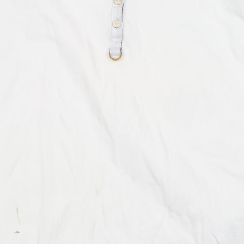 Lauren Ralph Lauren Women's White T-Shirt with Buttons, Size L