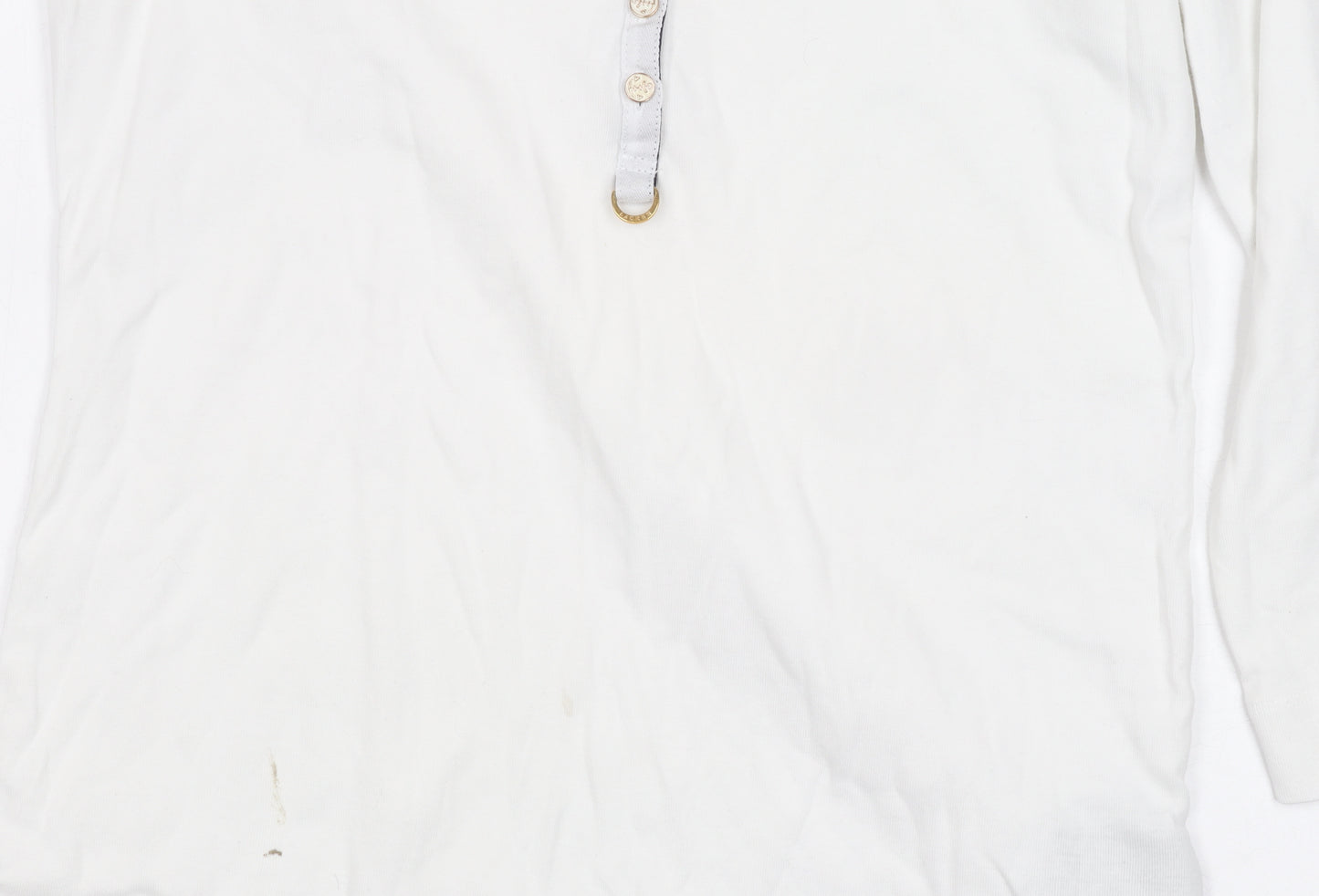 Lauren Ralph Lauren Women's White T-Shirt with Buttons, Size L