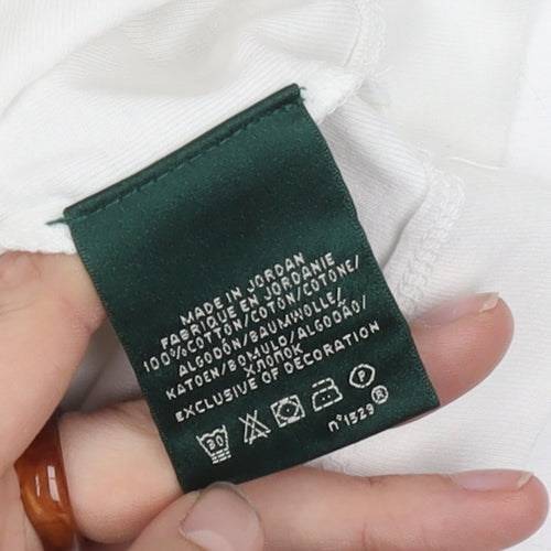 Lauren Ralph Lauren Women's White T-Shirt with Buttons, Size L