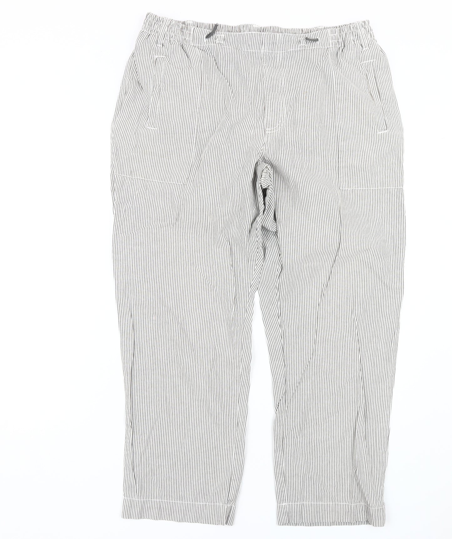 Cotton Traders Grey Striped Trousers L Casual, Unisex