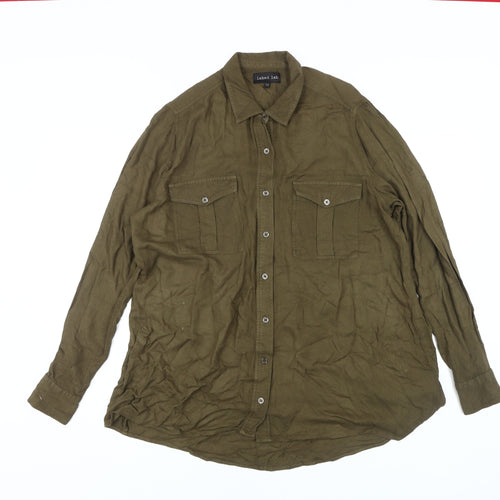 Label Lab Women's Green Button-Up Shirt - Size 12