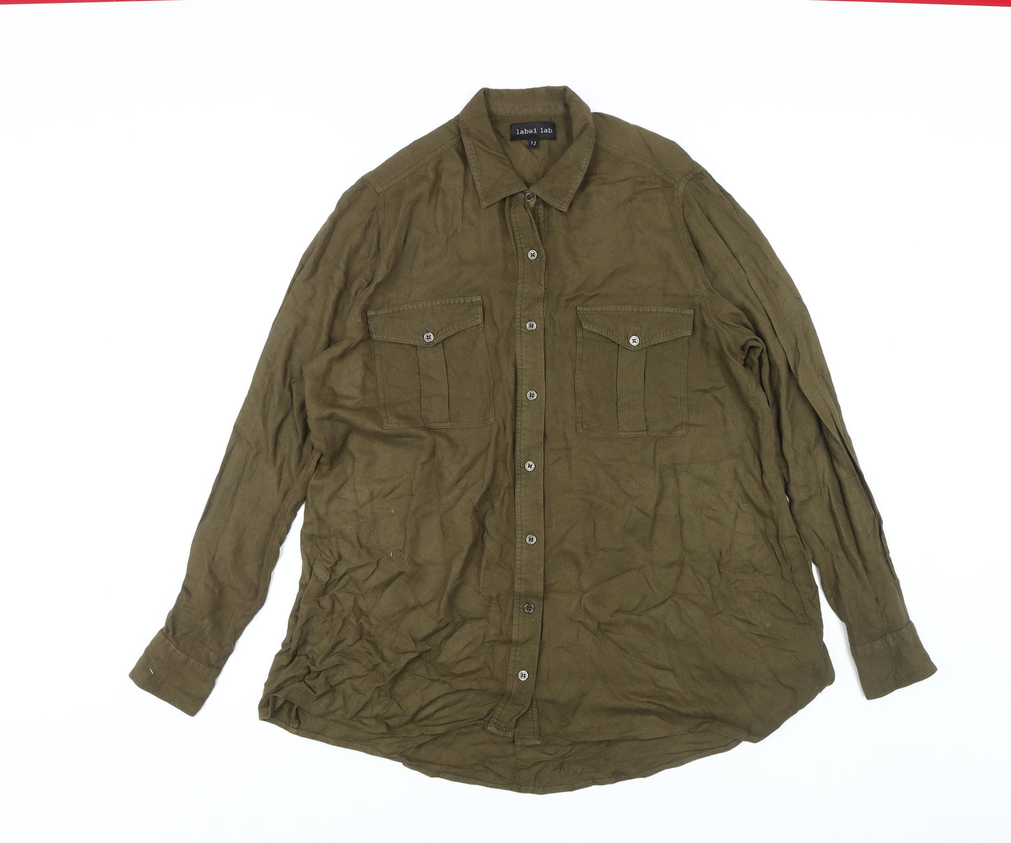 Label Lab Women's Green Button-Up Shirt - Size 12