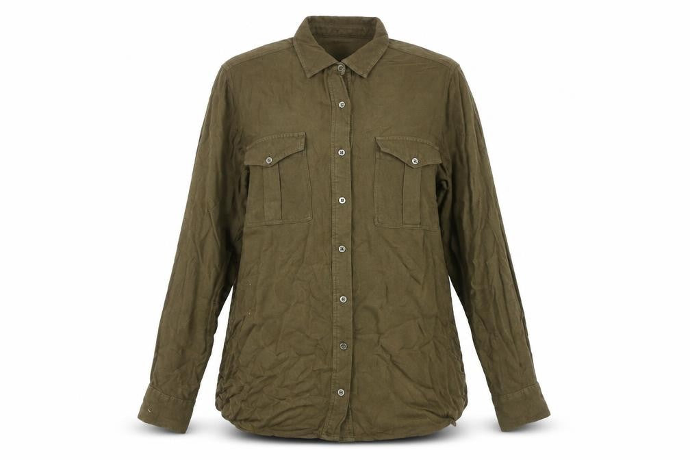 Front view of Label Lab Women's Green Button-Up Shirt -, size 12