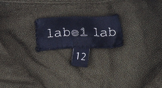 Label Lab Women's Green Button-Up Shirt - Size 12