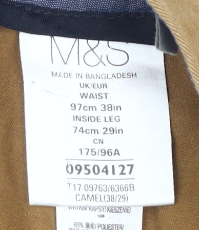 Marks and Spencer Men's Beige Chino Trousers, Size 38