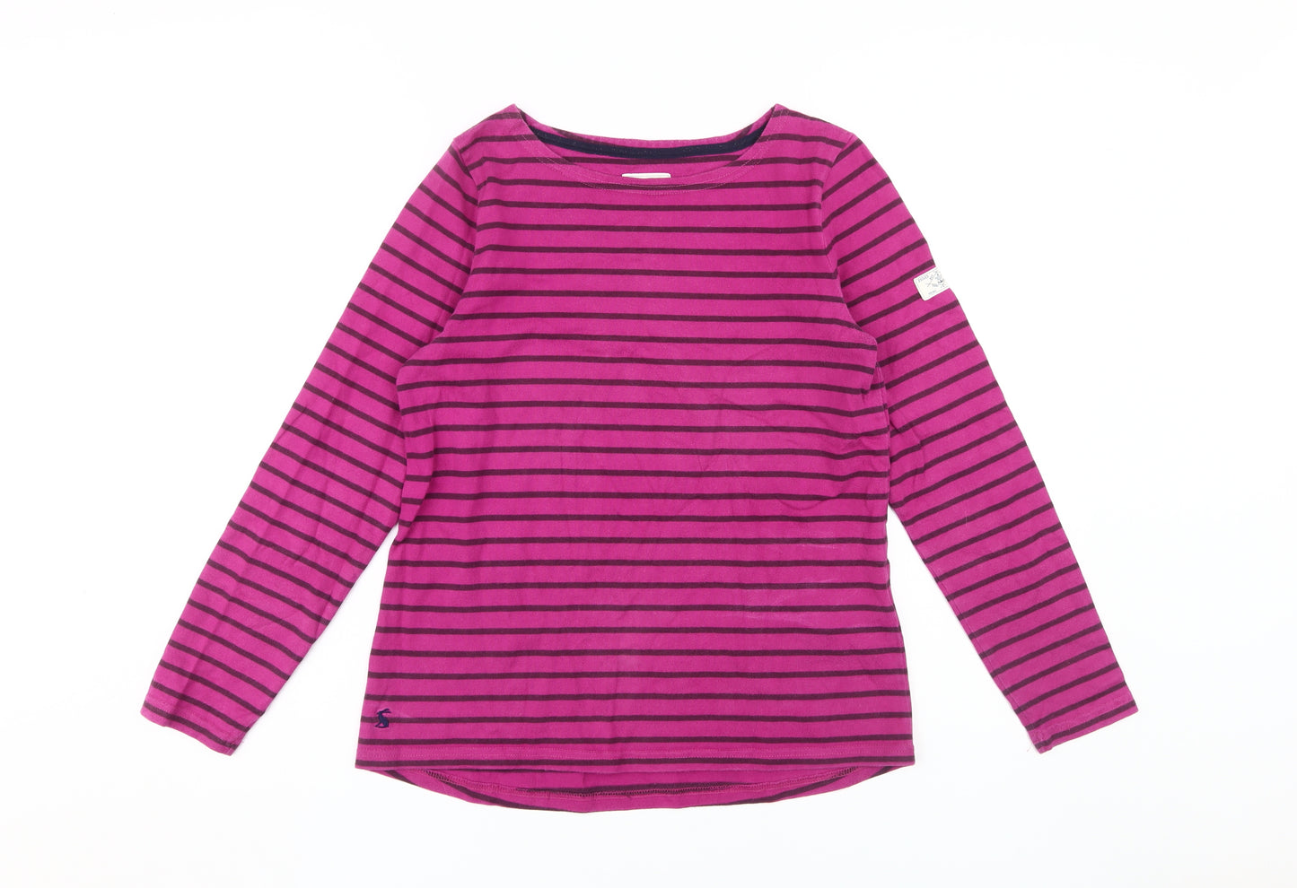 Joules Women's Pink Striped T-Shirt Size 10