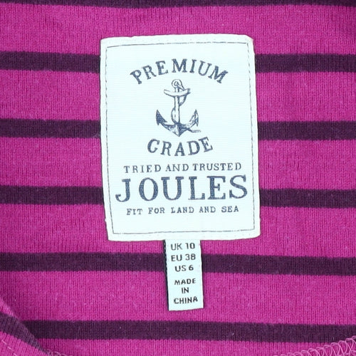 Joules Women's Pink Striped T-Shirt Size 10
