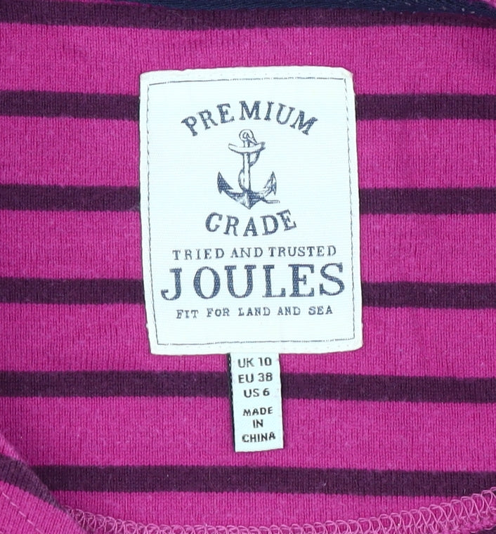 Joules Women's Pink Striped T-Shirt Size 10