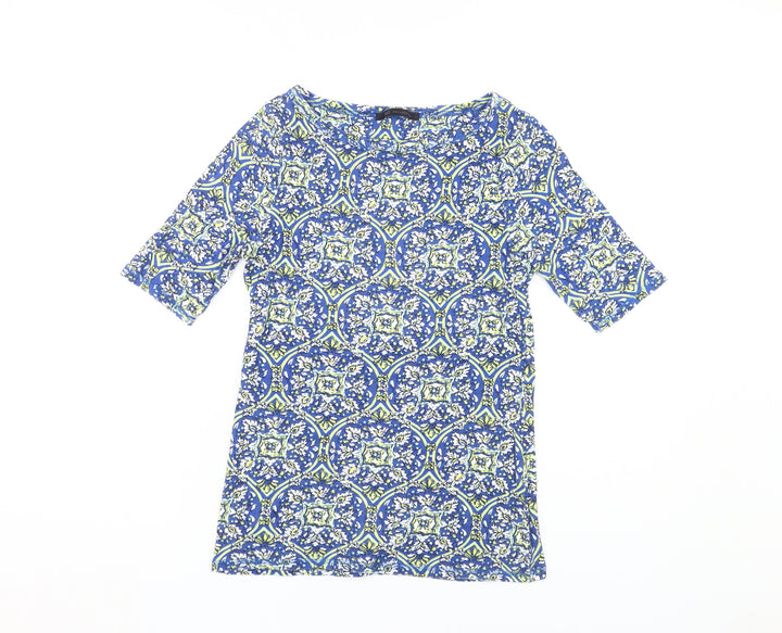 Marks and Spencer Women's Blue Geometric T-Shirt 10