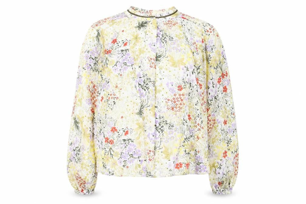 Front view of Marks & Spencer Women's Floral Blouse, size 8, Crew Neck