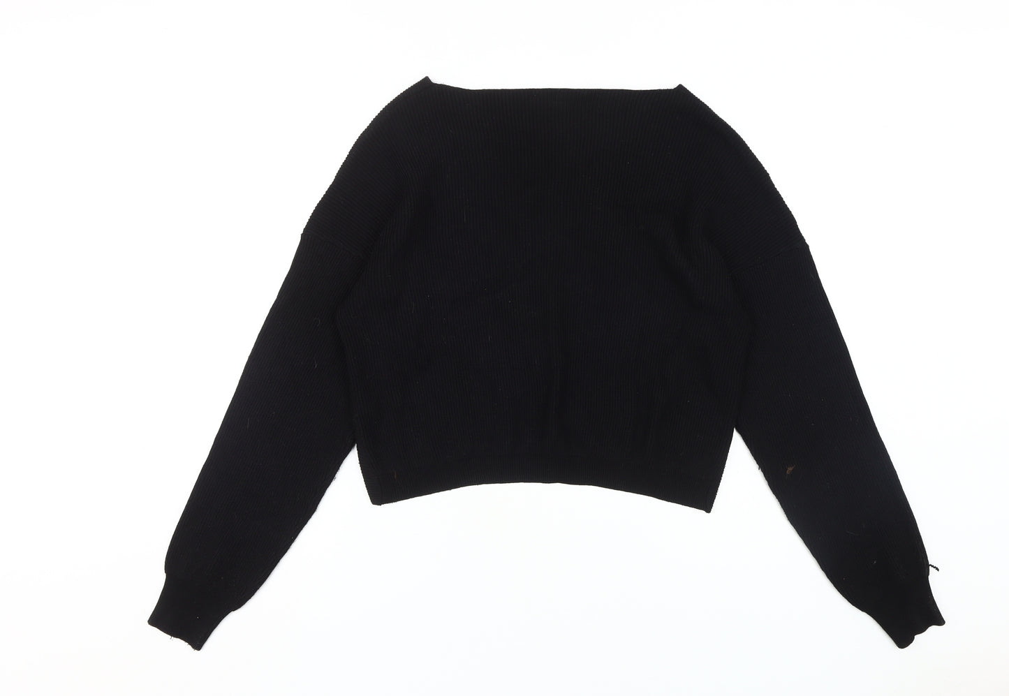 Zara Women's Black Wrap Jumper, L, V-Neck Knit