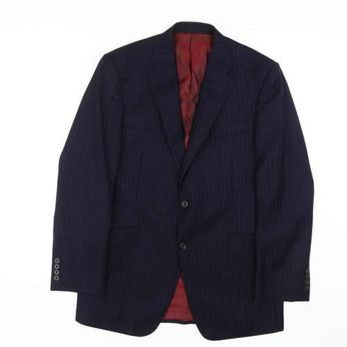Marks and Spencer Men's Blue Striped Blazer 40R