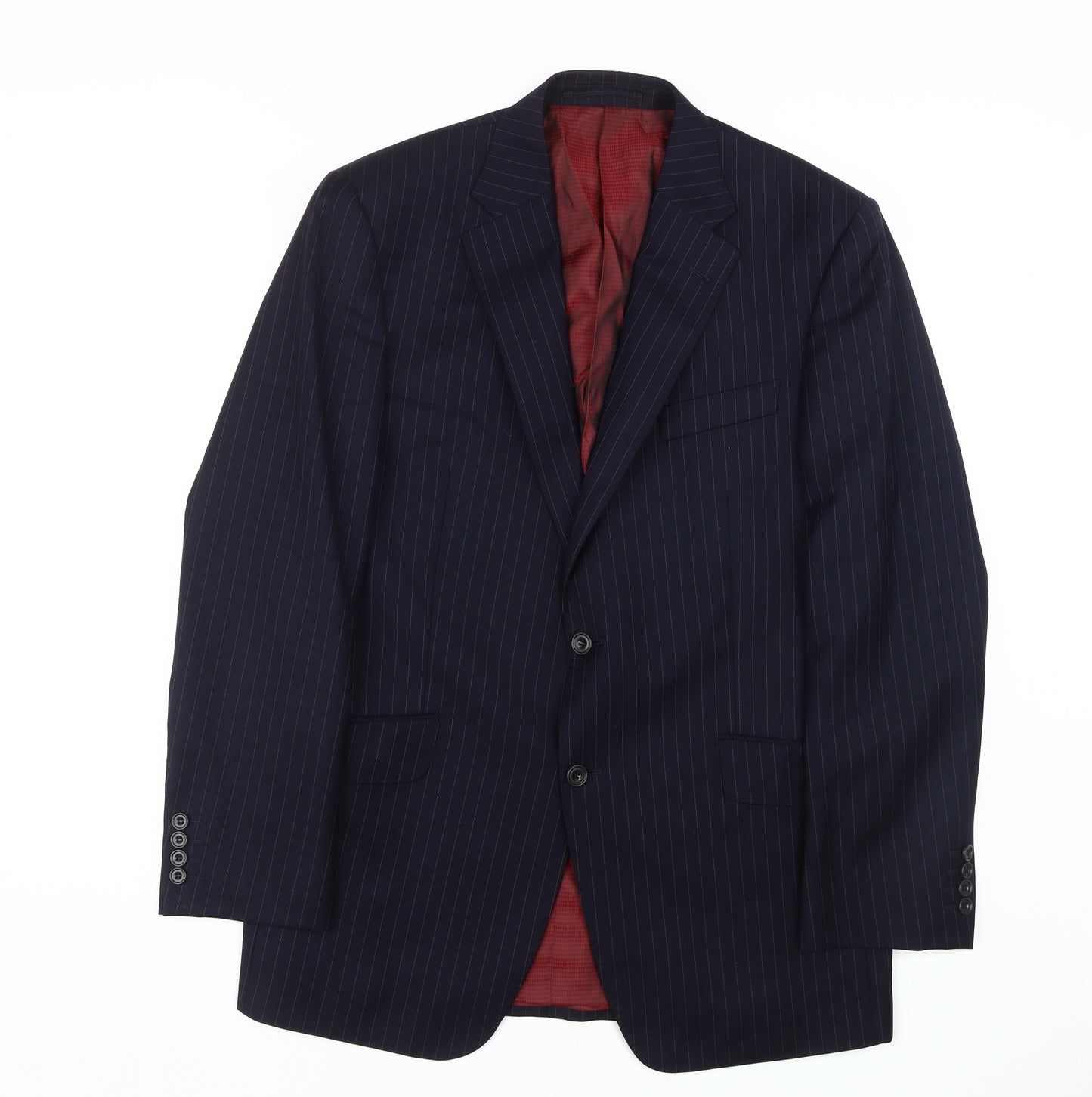 Marks and Spencer Men's Blue Striped Blazer 40R