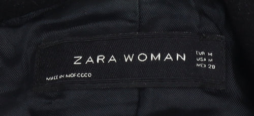 Zara Women's Black Belted Overcoat M Casual Style