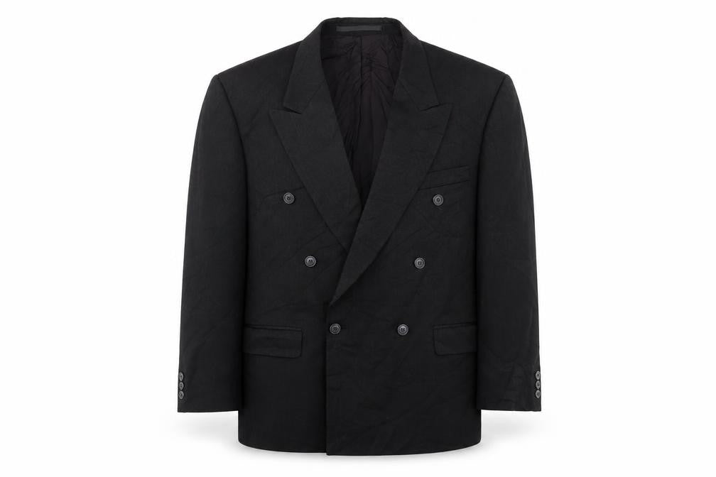 Front view of Burton Men's Black Double-Breasted Blazer, size 42, Short
