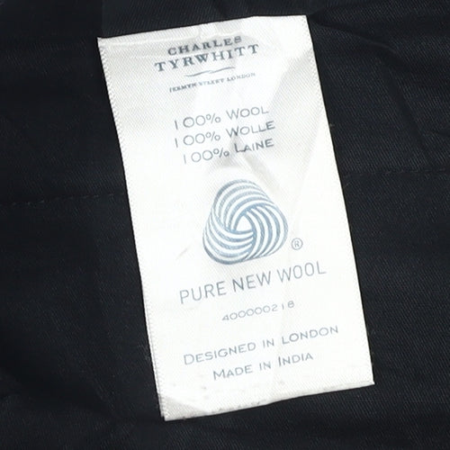 Charles Tyrwhitt Men's Black Wool Slim Fit Trousers 34