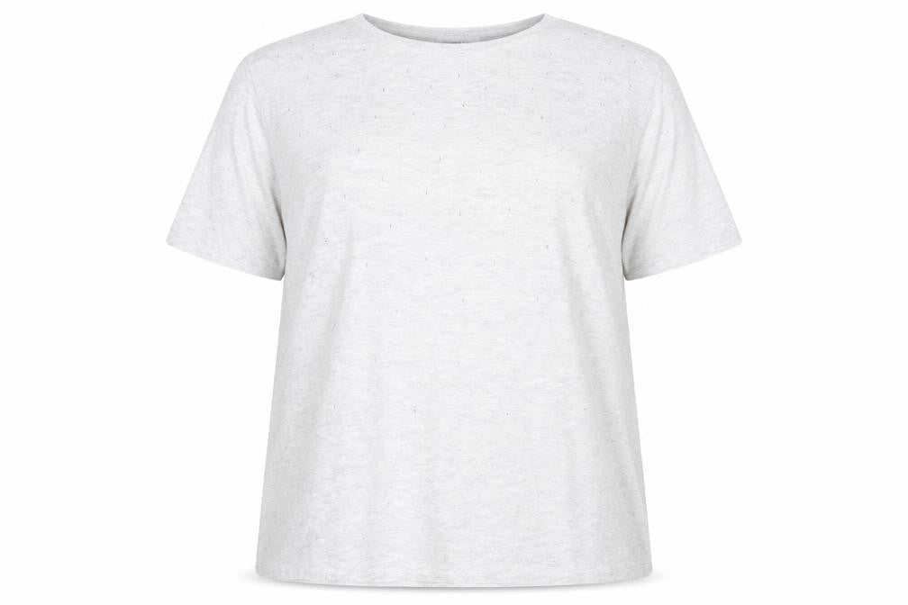 Front view of Simply Be Women's Grey Basic T-Shirt, size 18