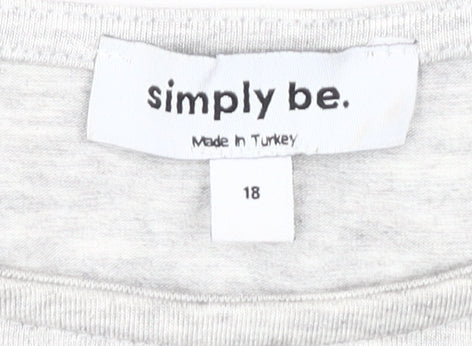 Simply Be Women's Grey Basic T-Shirt Size 18
