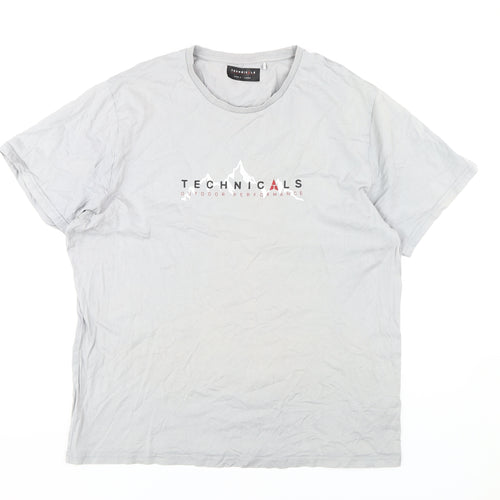 Technicals Men's Grey XL Cotton Crew Neck T-Shirt