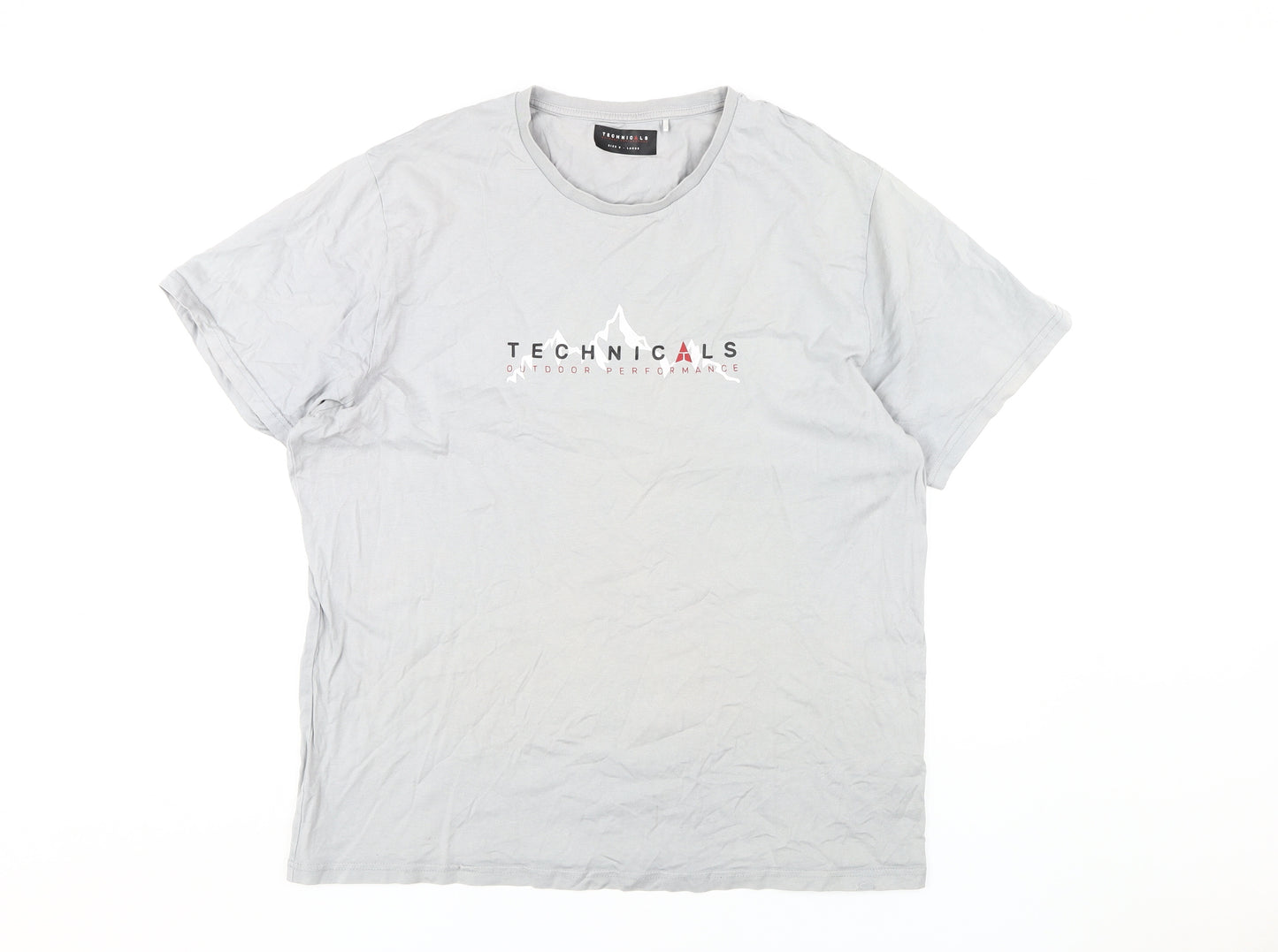Technicals Men's Grey XL Cotton Crew Neck T-Shirt