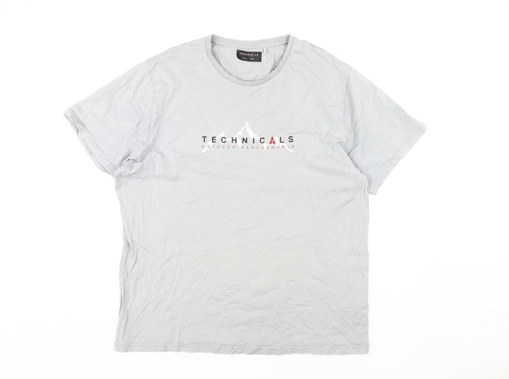 Technicals Men's Grey XL Cotton Crew Neck T-Shirt