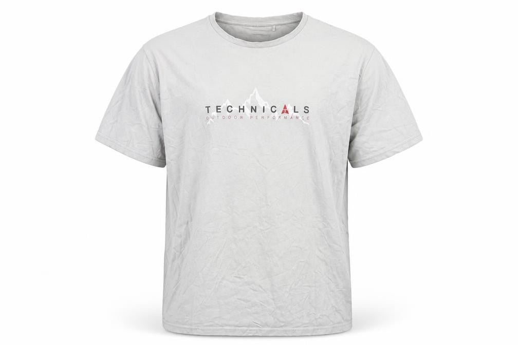 Front view of Technicals Men's Grey XL Cotton Crew Neck T-Shirt