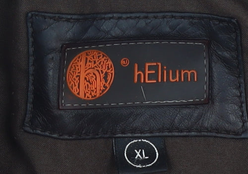 hElium Men's Brown Leather Biker Jacket XL