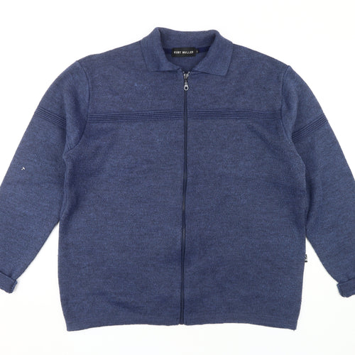 Kurt Muller Men's Blue Full Zip Cardigan Jumper XL