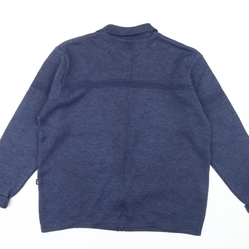 Kurt Muller Men's Blue Full Zip Cardigan Jumper XL