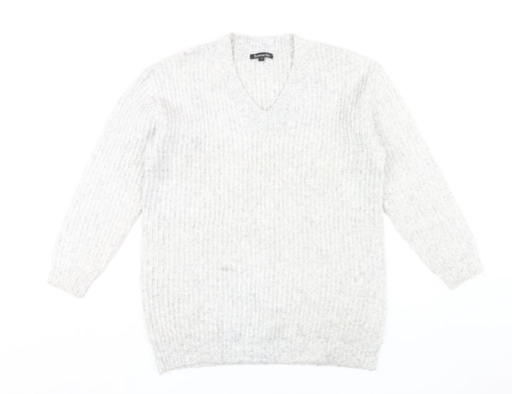 Bonmarché Women's Ivory V-Neck Jumper Size 12