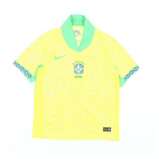 Nike Boys Yellow Football Jersey 2XS Athletic Collared