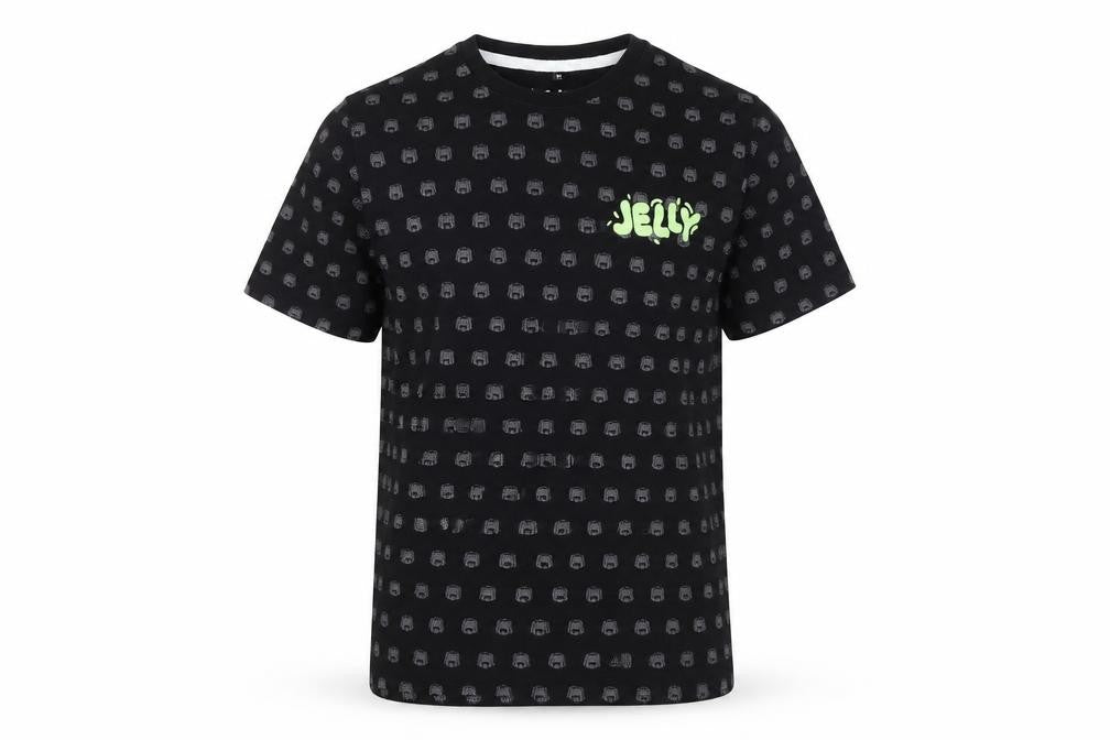Front view of Jelly boys’ black graphic print t-shirt m pullover