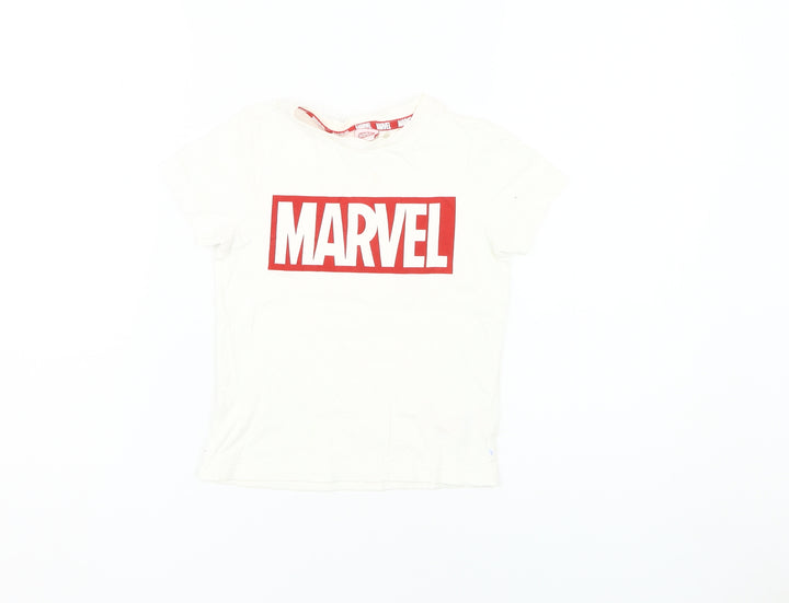 Marvel Boys White Graphic T-Shirt 5-6 Years Cotton Logo