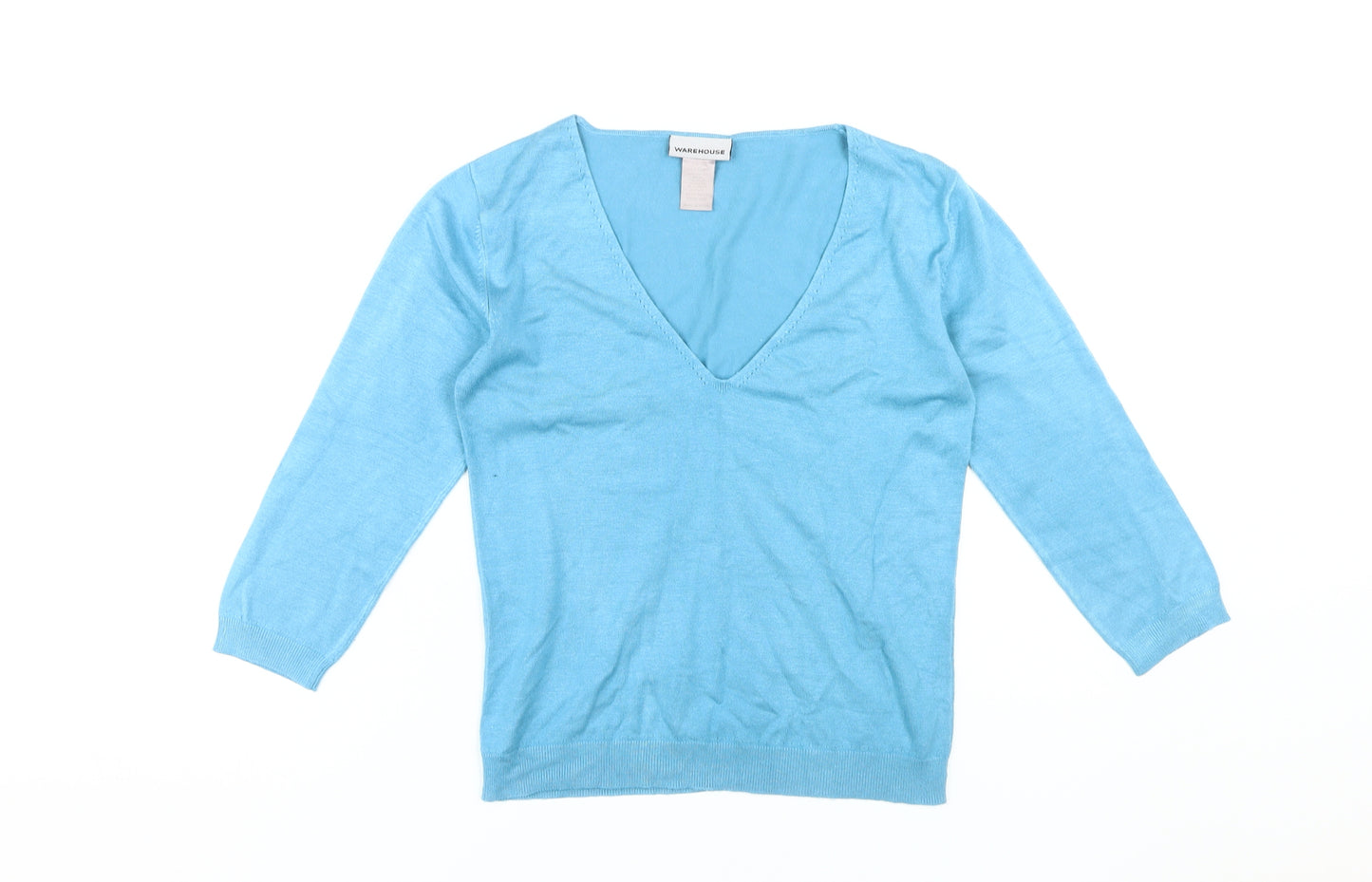 Warehouse Women's Blue Pullover V-Neck Jumper Size 12