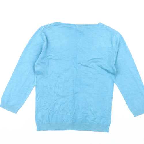 Warehouse Women's Blue Pullover V-Neck Jumper Size 12