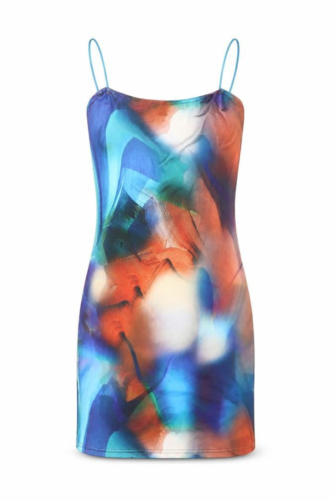 Front view of PRETTYLITTLETHING Multicoloured Slip Dress Women, size 4