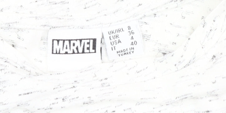 Marvel Women's White T-Shirt - Size 8, Casual Comic Style
