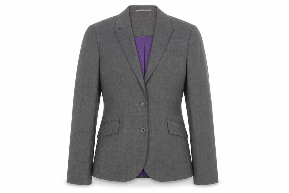 Front view of Brook Taverner Women's Grey Blazer, size 8, Business Jacket