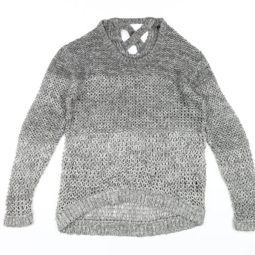 Dorothy Perkins Women's Grey Open-Knit Pullover Jumper Size 12