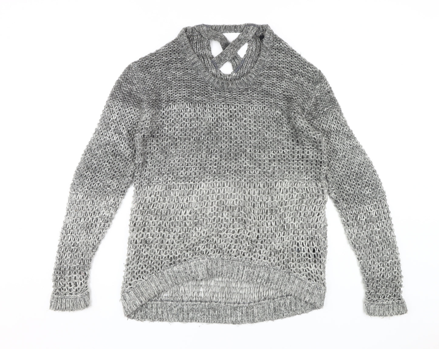 Dorothy Perkins Women's Grey Open-Knit Pullover Jumper Size 12