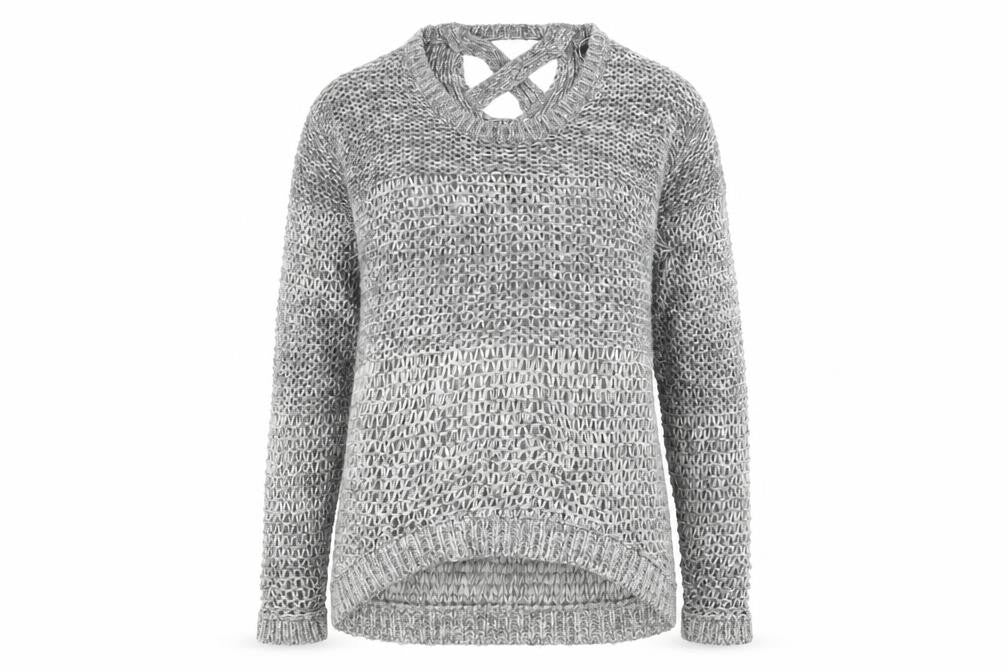 Front view of Dorothy Perkins Women's Grey Open-Knit jumper, size 12