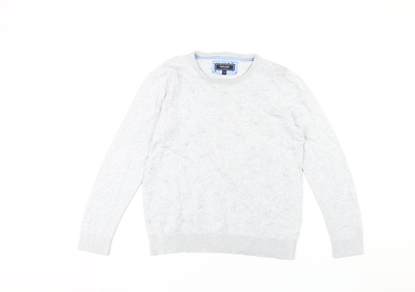 Maine Women's Grey Cotton Pullover Jumper Size 14