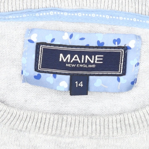 Maine Women's Grey Cotton Pullover Jumper Size 14