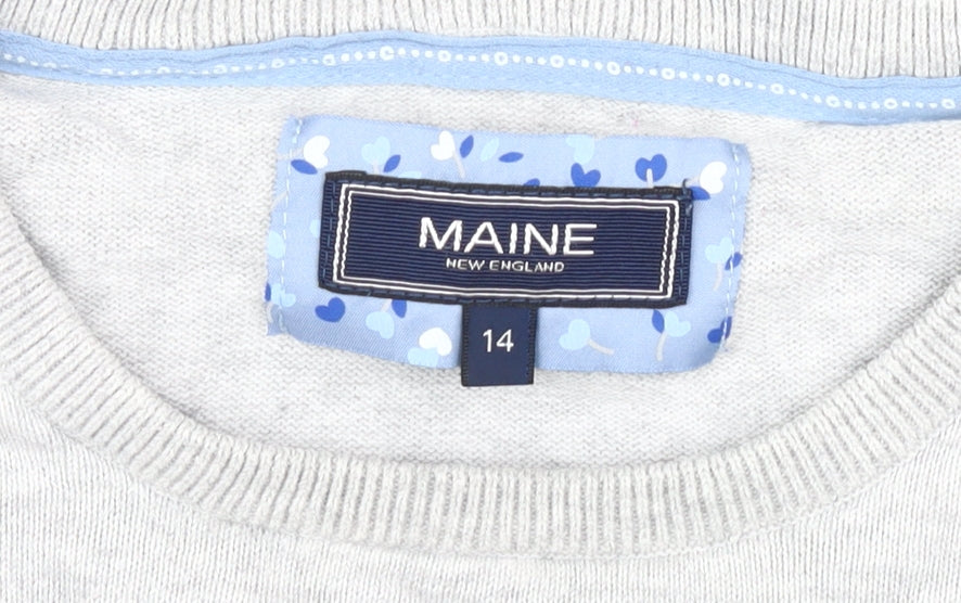 Maine Women's Grey Cotton Pullover Jumper Size 14