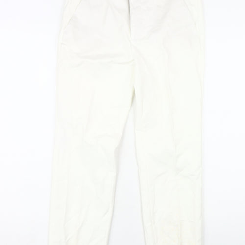 Zara Basic Women's White Trousers, Size 10, Cotton Blend