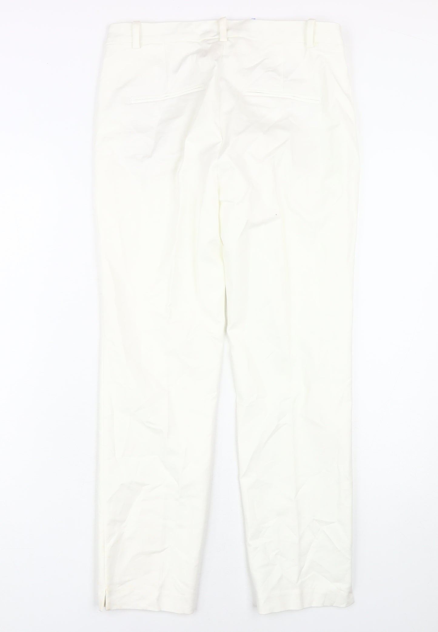 Zara Basic Women's White Trousers, Size 10, Cotton Blend