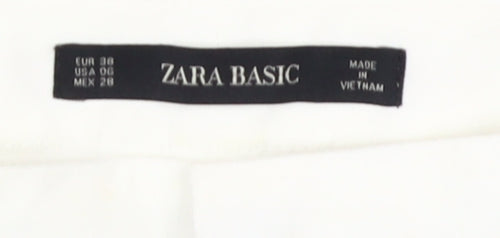 Zara Basic Women's White Trousers, Size 10, Cotton Blend