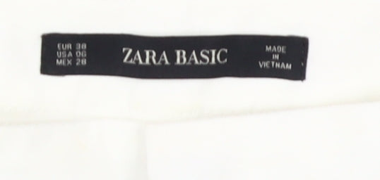 Zara Basic Women's White Trousers, Size 10, Cotton Blend