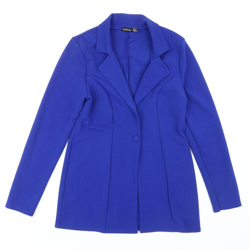 boohoo Women's Blue Blazer UK Size 12 Long Sleeve