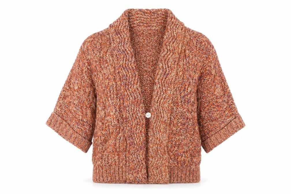Front view of Damart Women's Multicoloured Cable-Knit Cardigan M